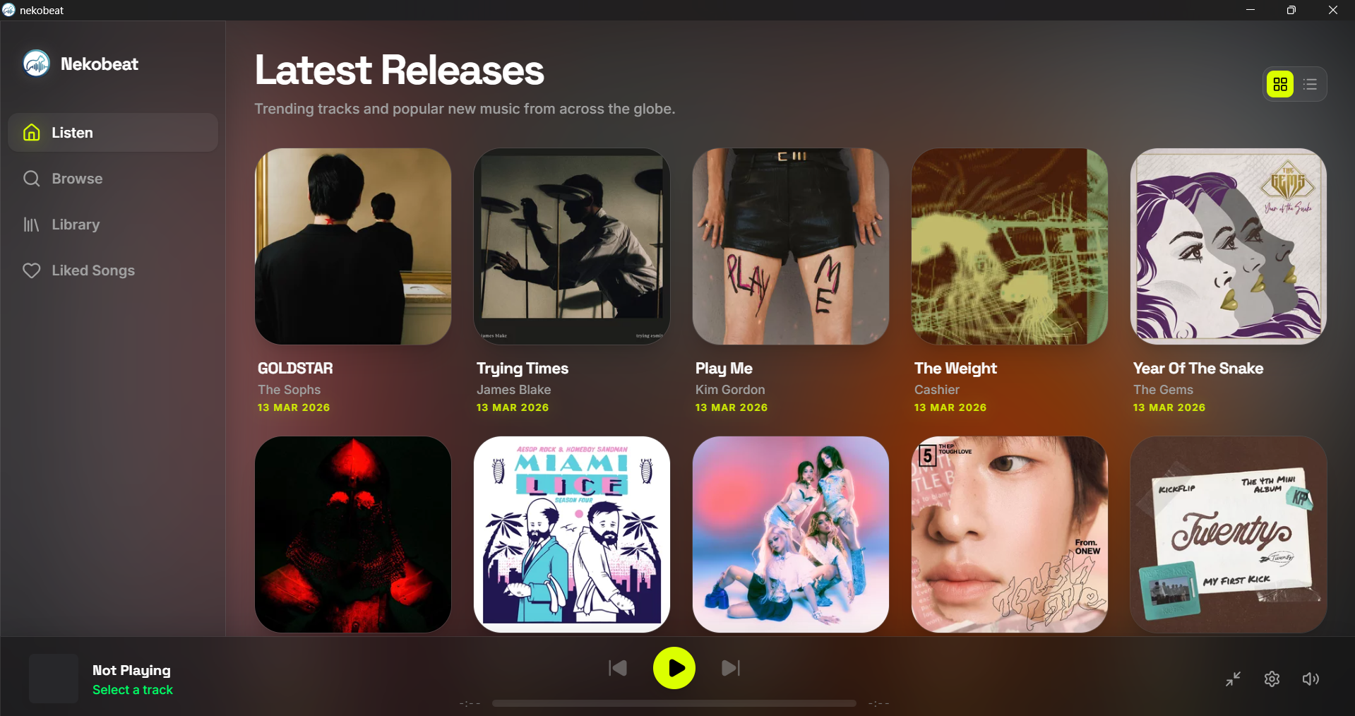 NekoBeat Latest Releases view