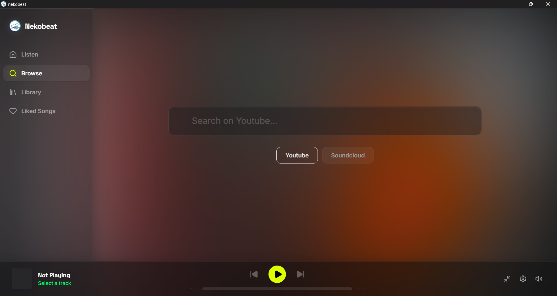 NekoBeat search and browse interface