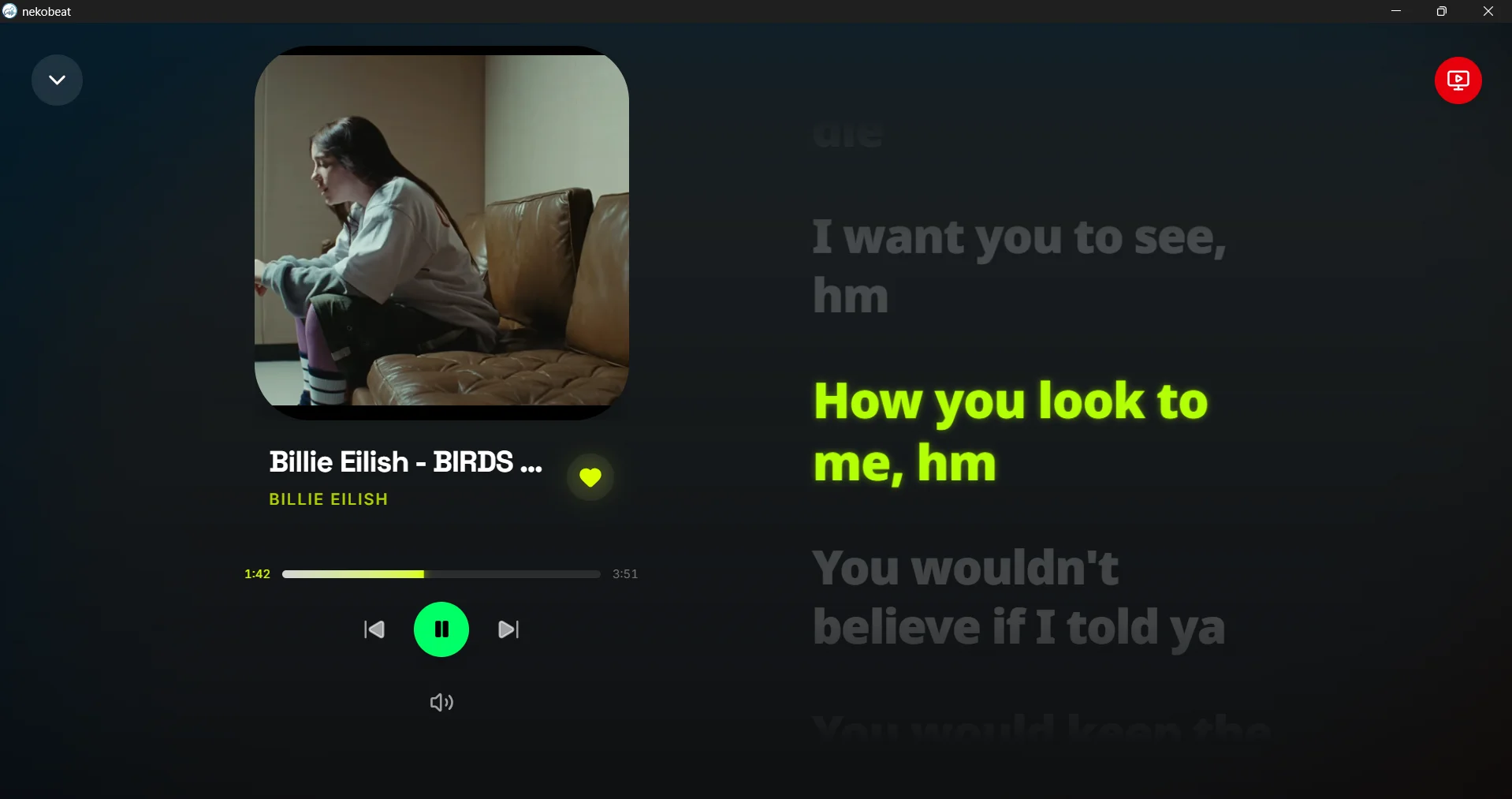 NekoBeat YouTube video sync with lyrics